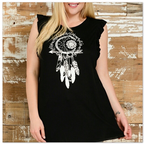βοΈPlus SizesβοΈ Ruffle Dream Catcher Tank Top βπ» - Picture 2 of 5